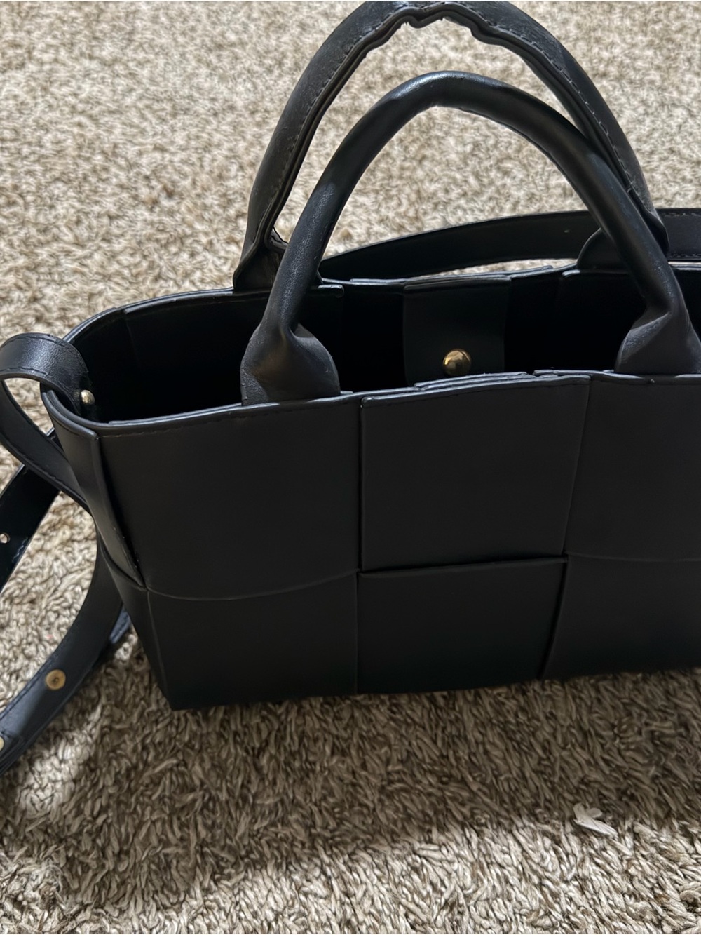 Source Unknown Black Woven Satchel Handbag